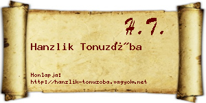 Hanzlik Tonuzóba névjegykártya